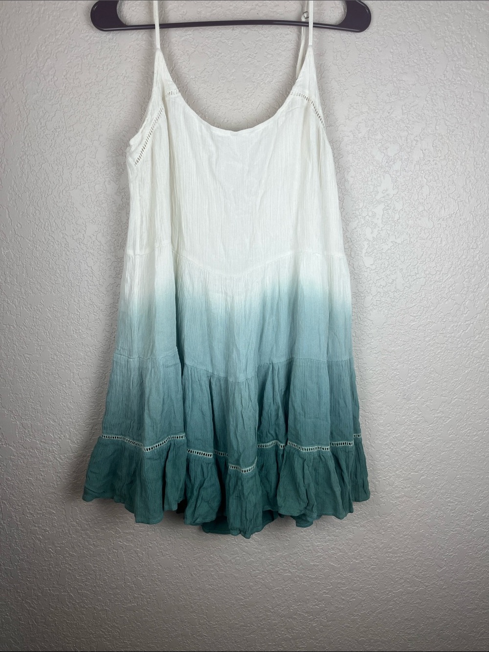 Women’s Sleeveless Ombre Teal to White Summer Dress Size Small